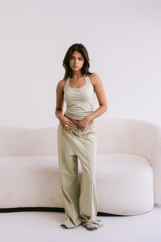 Wide-Leg Jogger Trousers - Pistachio