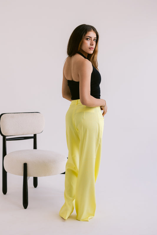 Flowing Linen Trousers - Yellow