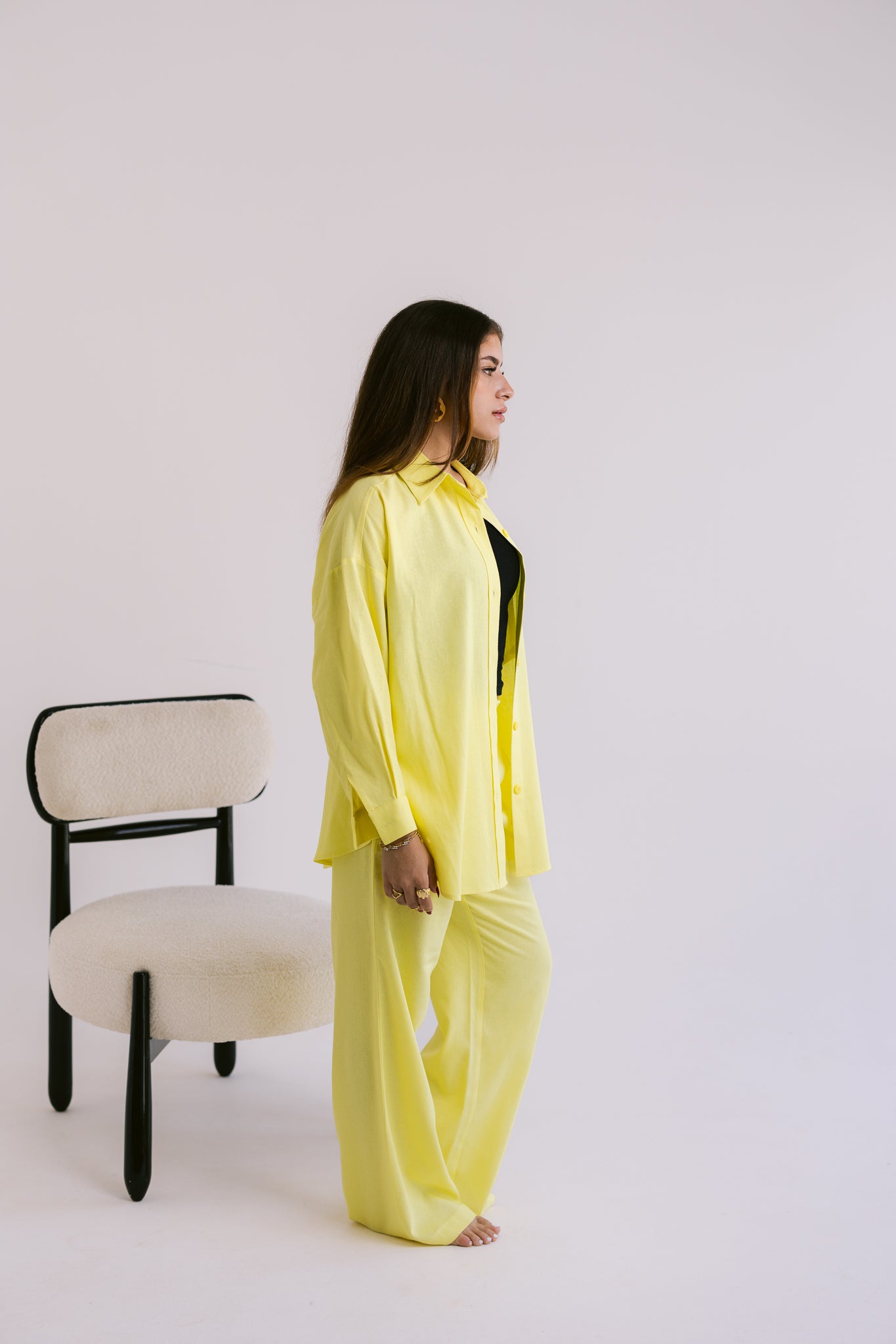 Flowing Linen Shirt - Yellow