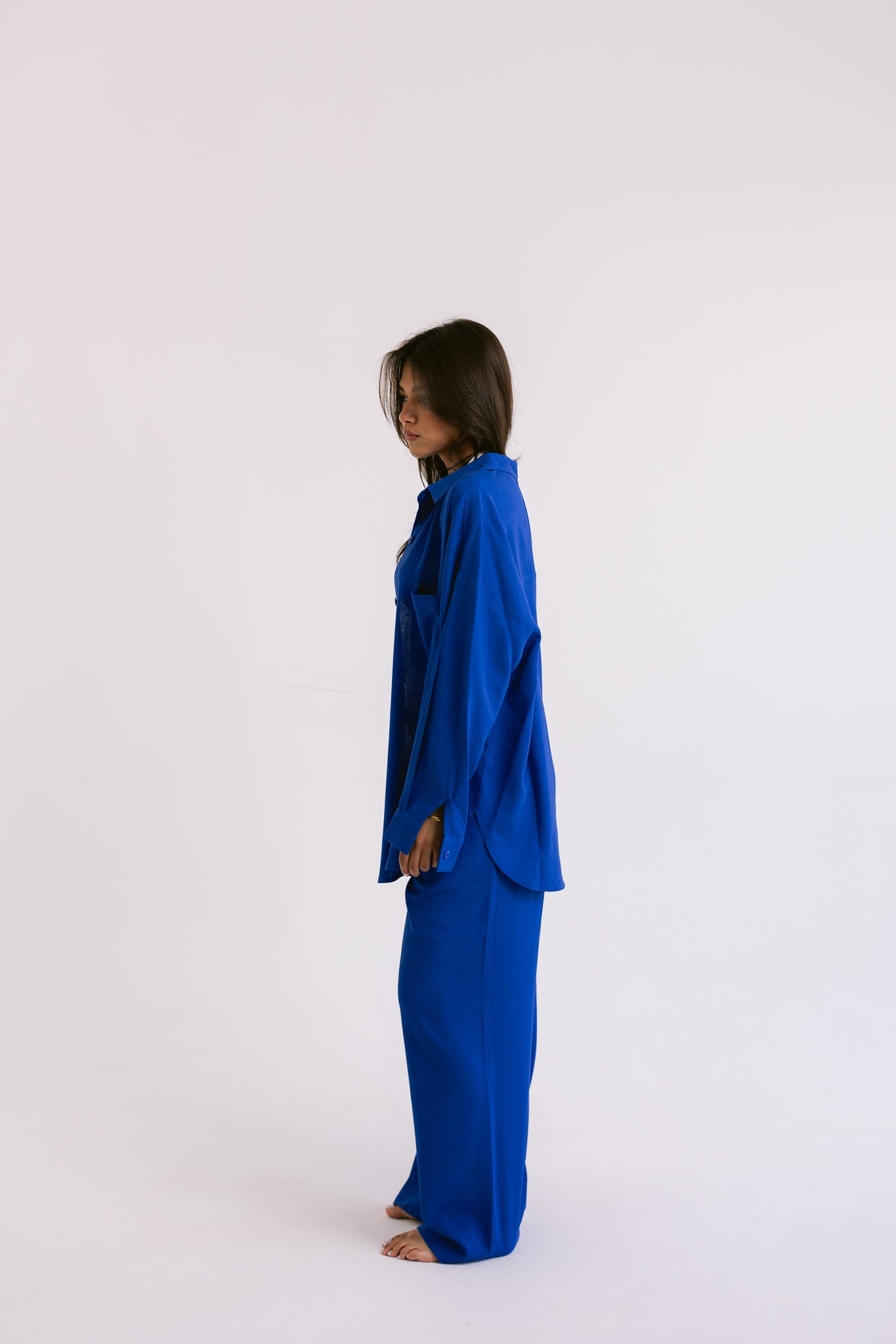 Flowing Linen Shirt - Electric Blue