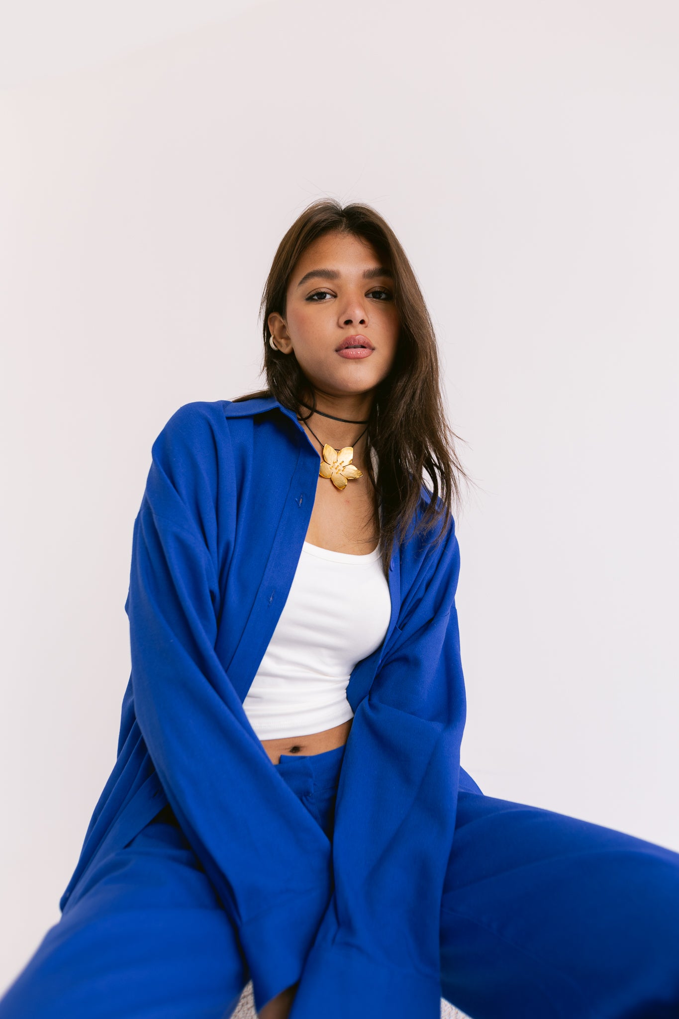 Flowing Linen Shirt - Electric Blue