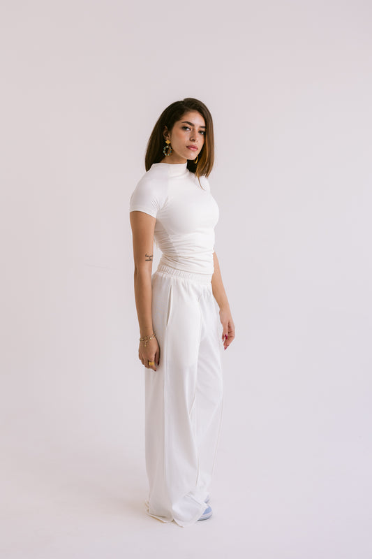 Wide-Leg Jogger Trousers - Offwhite