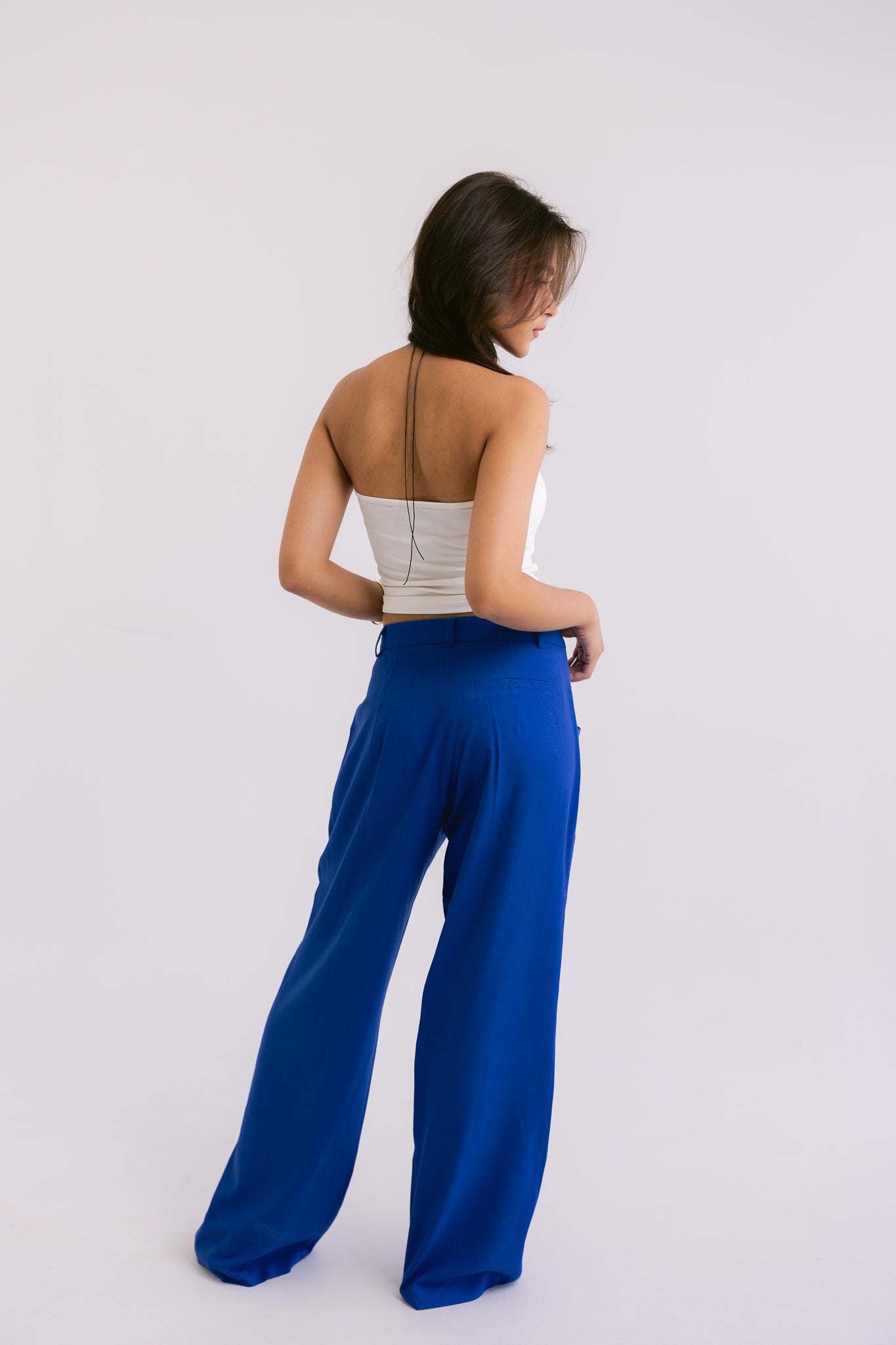 Flowing Linen Trousers - Electric Blue