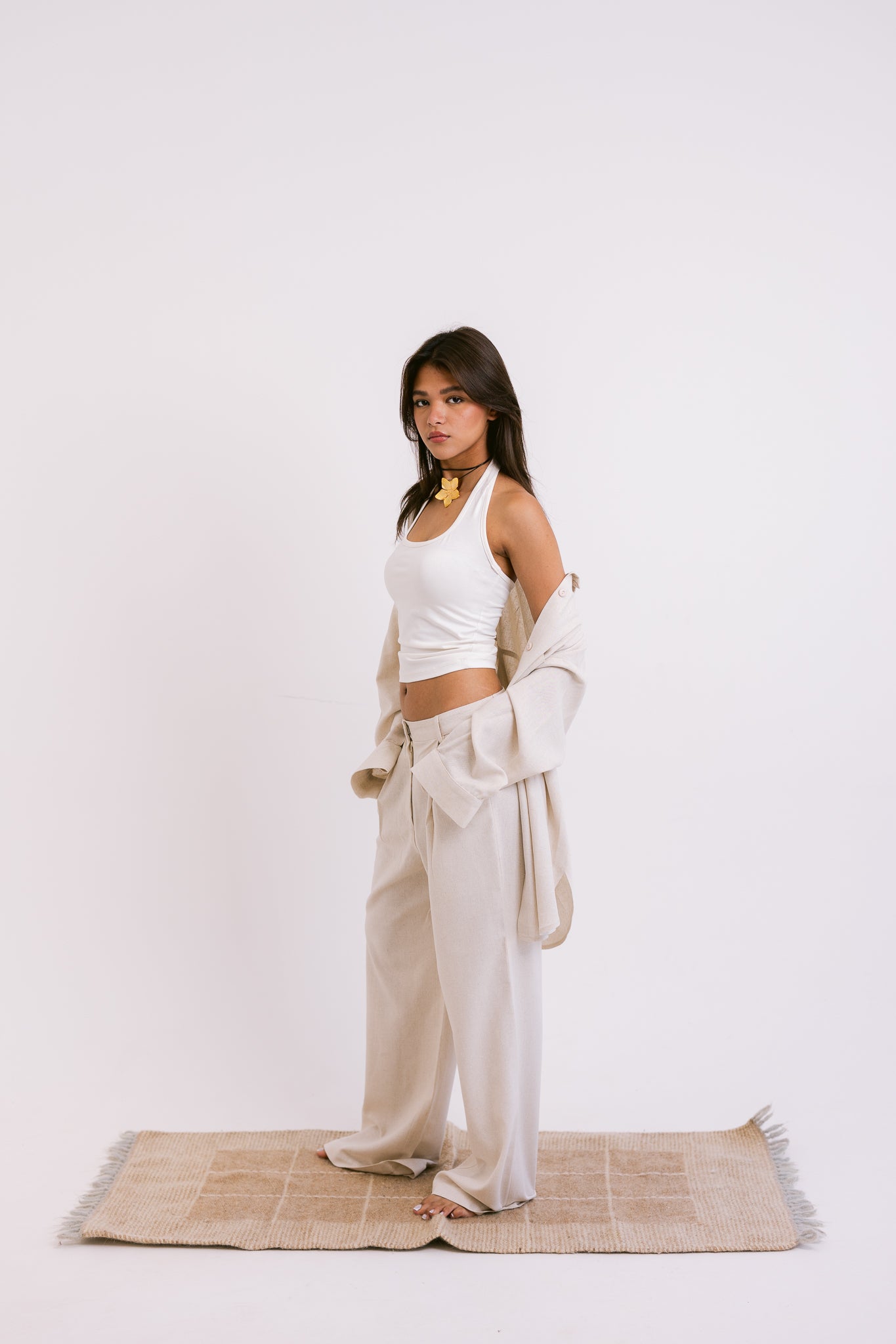 Flowing Linen Trousers - Beige