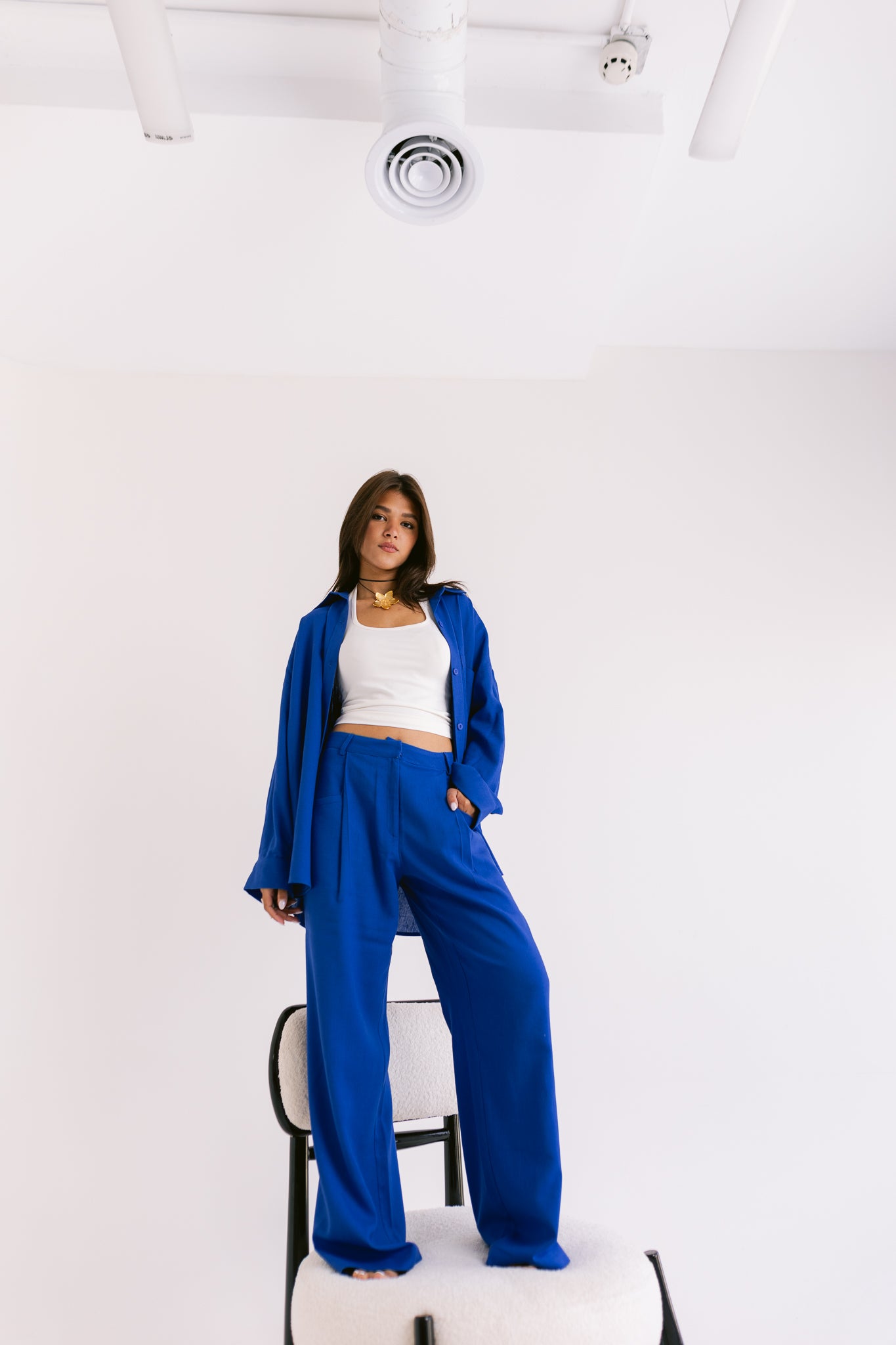 Flowing Linen Shirt - Electric Blue