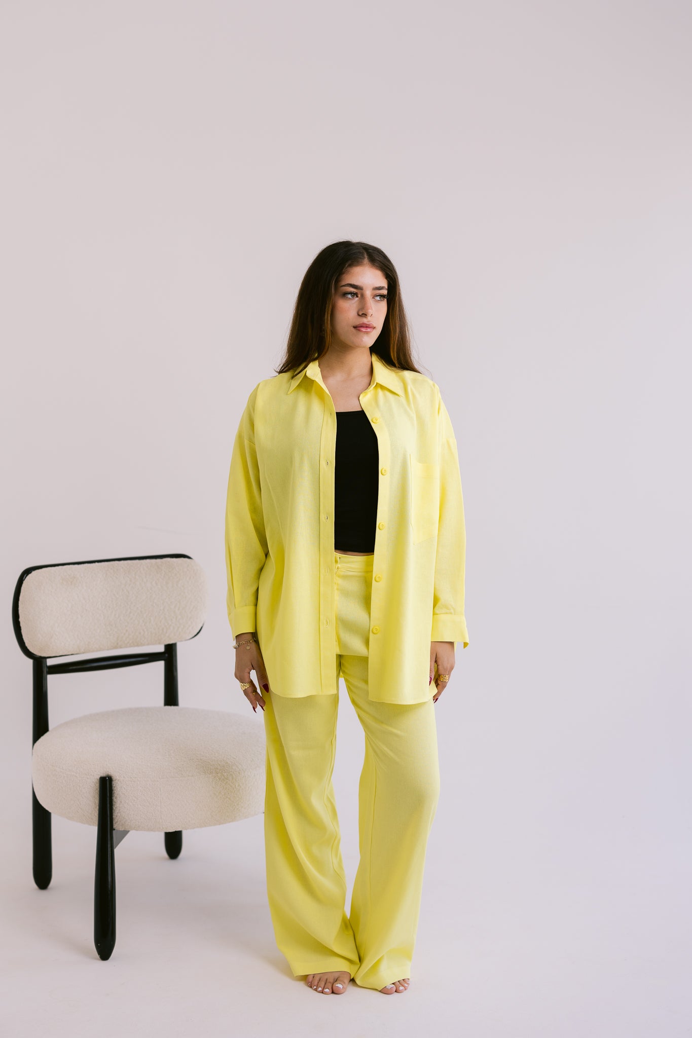 Flowing Linen Shirt - Yellow