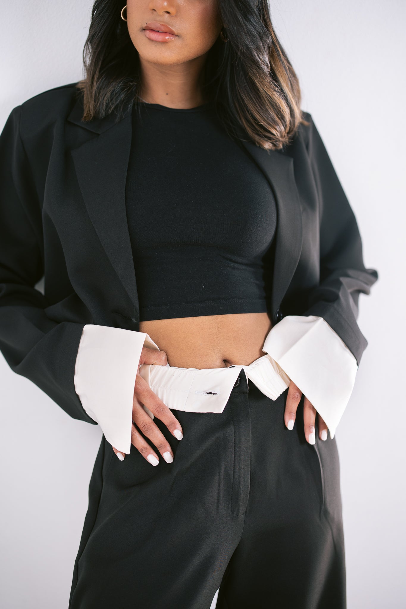 Cropped Dad Blazer - Black