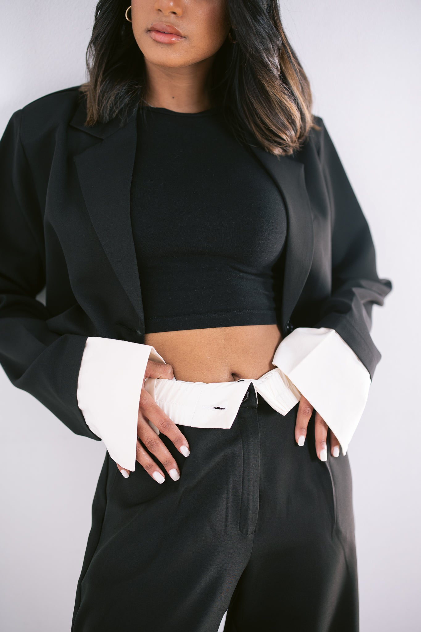 Cropped Dad Blazer - Black